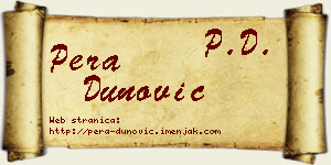 Pera Dunović vizit kartica